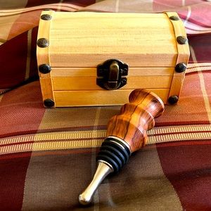 New handcrafted wooden wine cork bottle stopper in treasure box artisan made